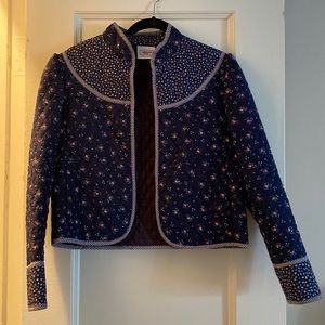 Vintage blue floral quilted jacket